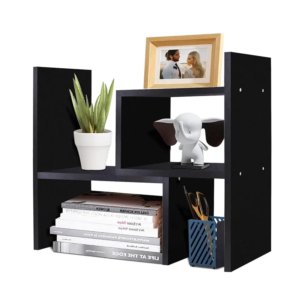 

- Expandable Wood Desktop Storage Organizer Multipurpose Desk Bookshelf Case Display Shelf Ra Counter Top Bookcase For Office