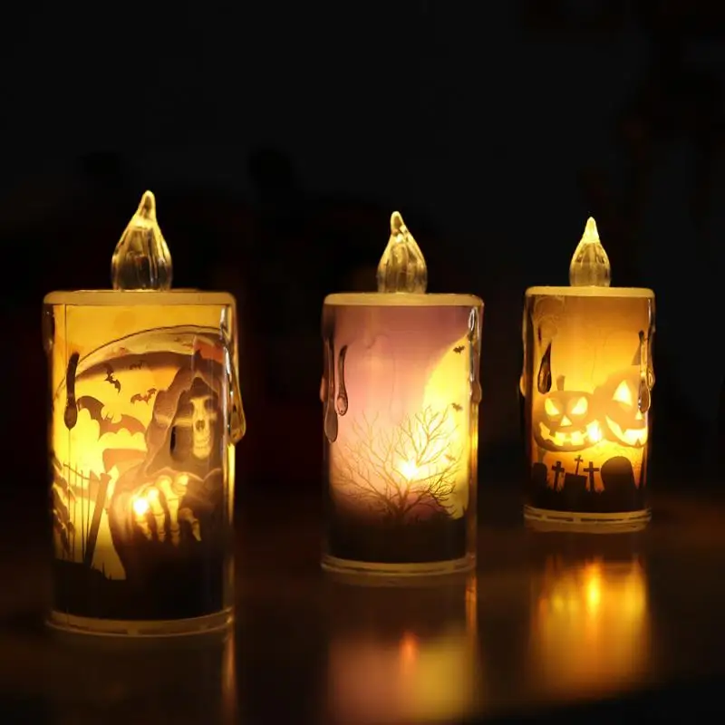 Halloween Decoration Smooth Surface Electronic Candle Light Trick Or Treat Decoration Decorative Props Electronic Lights