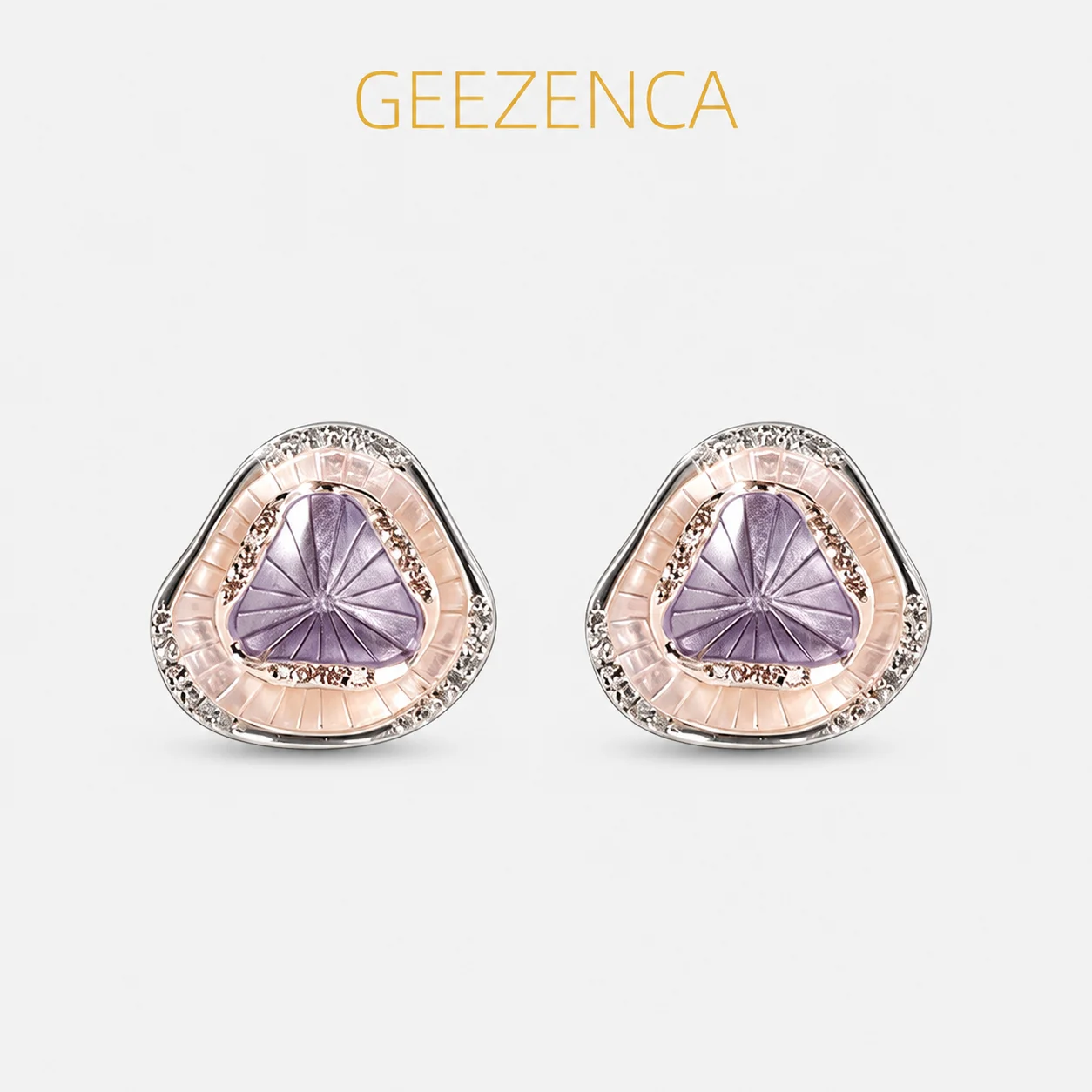 GEEZENCA Cubic Zirconia 925 Sterling Silve Chic Lotus Leaf Stud Earrings Women Enamel Dainty Trendy Statement Earring Party Gift
