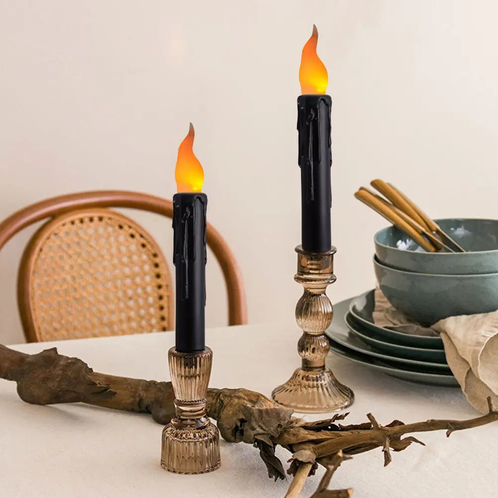 6Pcs LED Flameless Taper Candles with Warm Light, Battery Operated for Anniversary, Engagement & Festival Table Decor