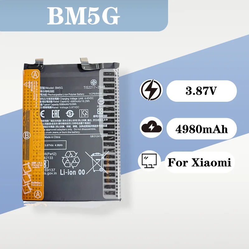 

3.85V 5080mAh Built-in Battery BM5G for Xiaomi MI Poco X4 GT/22041216G Mobile Phone Large Capacity Replacement Battery