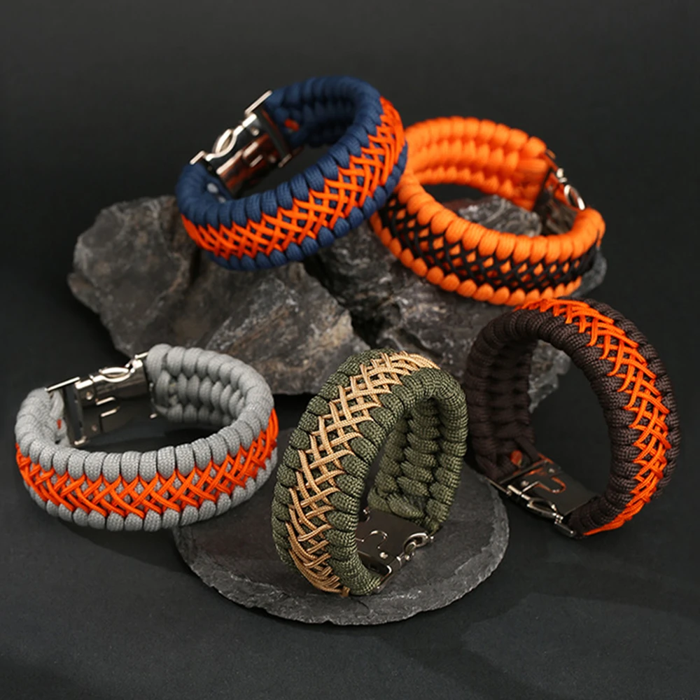 Handmade 7-Core Paracord Bracelet for Men - Outdoor Survival Camping Emergency Rope Wristband Vintage Style Jewelry Hiking Gift