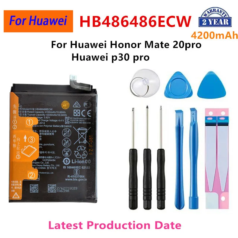 

100% Orginal HB486486ECW 4200mAh Phone Battery For Huawei P30 Pro/ Mate20 Pro Replacement Batteries+Tools
