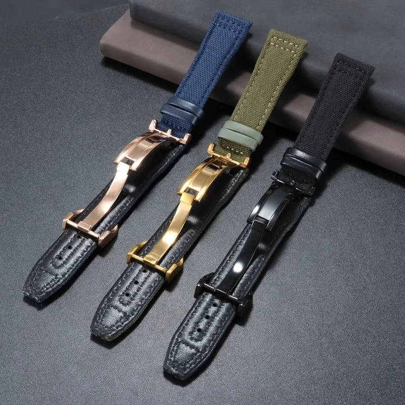 20 21 22mm Nylon Watch Strap For IWC Nylon Genuine Leather WatchBand Big Pilot Little Prince Mark 18 khaki Blue green Bracelet