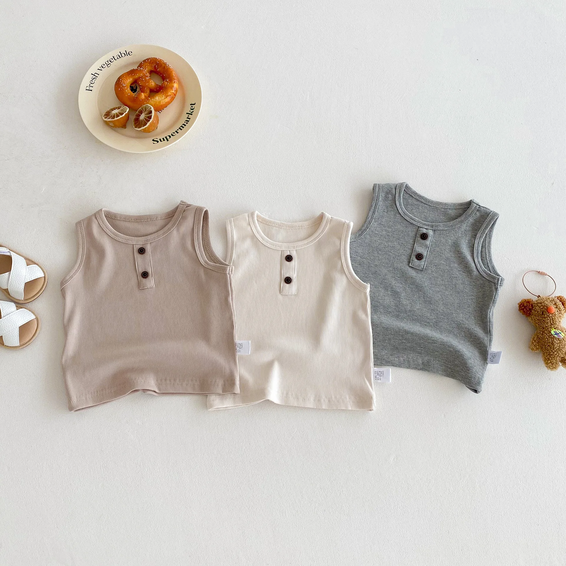 

2025 Summer Baby Boy Vest Cotton Sleeveless Toddler Girls Versatile Tops Infant O-neck Casual T Shirts Kids Clothes