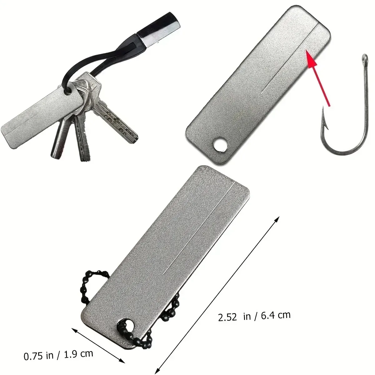 Portable Diamond Fishing Hook Sharpener with Keychain High Hardness Mini Tool for Camping Outdoor Knife Nail Maintenance