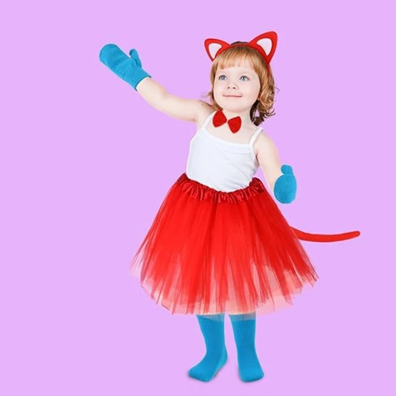 子供猫コスチューム猫耳カチューシャテールボウタイ手袋靴下ハロウィン猫コスプレアクセサリー子供男の子女の子コスプレ