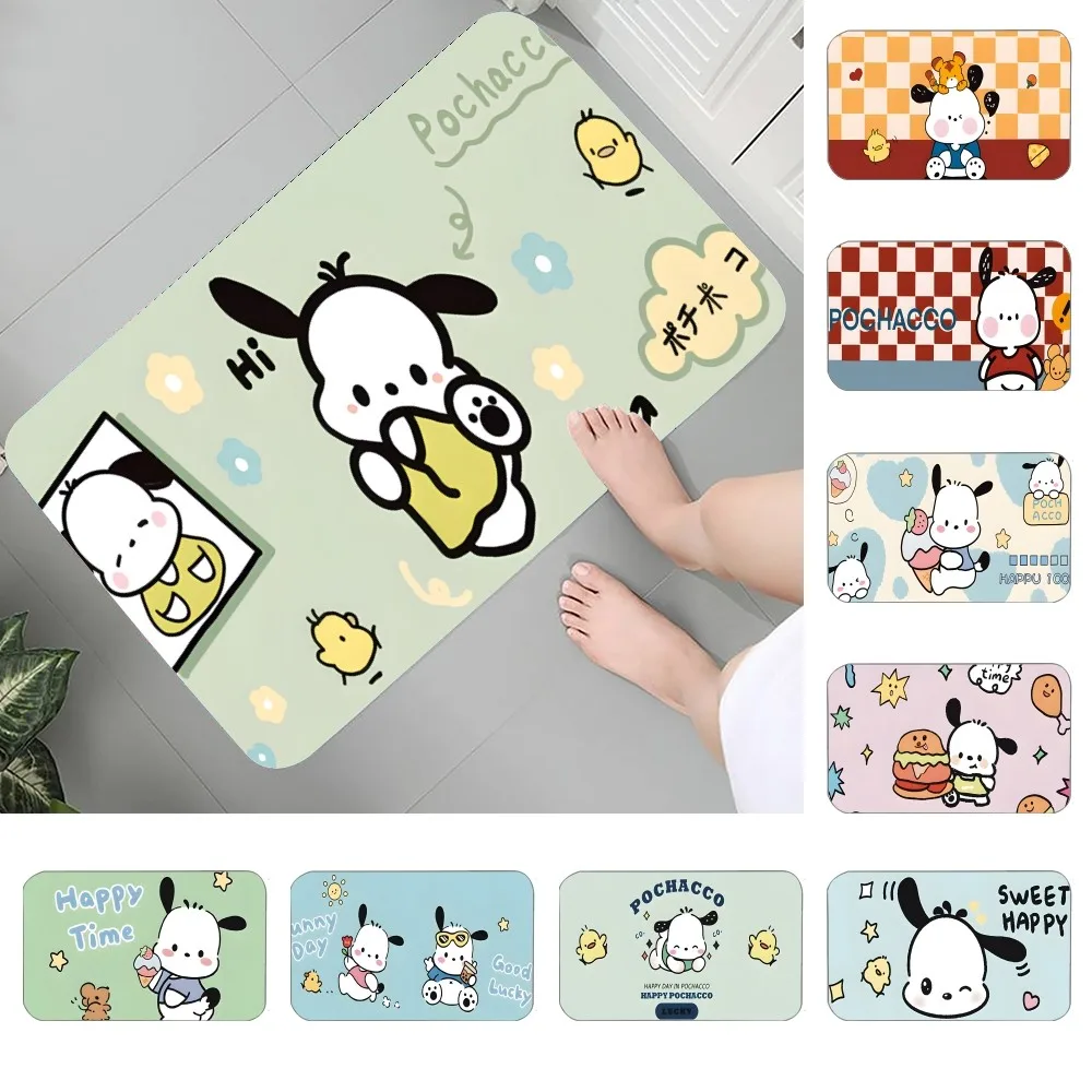 

S-Sario P-Pochacco Floor Mat Graphic Printed Flannel Doormats for Bathroom Kitchen Entrance Carpet Home Decor