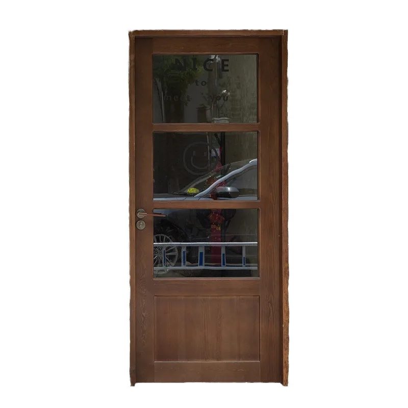 

Индивидуальные входная дверь из чистого бревна из цельного дерева, кофейня, магазин чая с молоком, набор входной двери, распашная дверь в стиле ретро