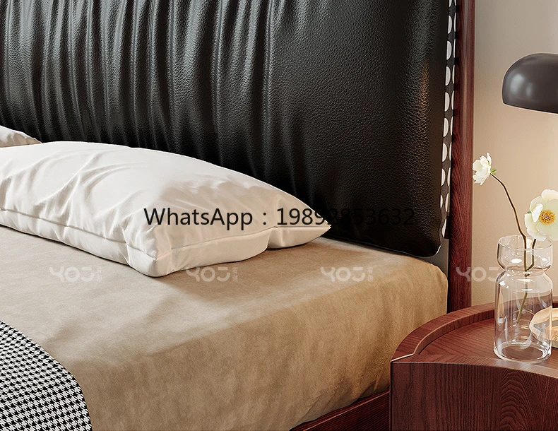 LYY Vintage Style Solid Wood Rattan Bed White Ash Simple Wedding Bed Bedroom Double Bed