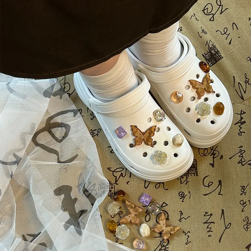 DIY Crystal Stone Shoe Charms Set for Girls Handmade Designer Quality Garden Shoe Decorations Gift with Hole for Easy Attachment