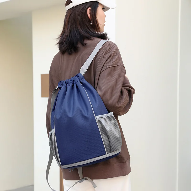 Customized Logo Bead Bag Drawstring Bag Outdoor Sports Basketball Backpack Sports Marathon Sports Bag Printing Printing Gift