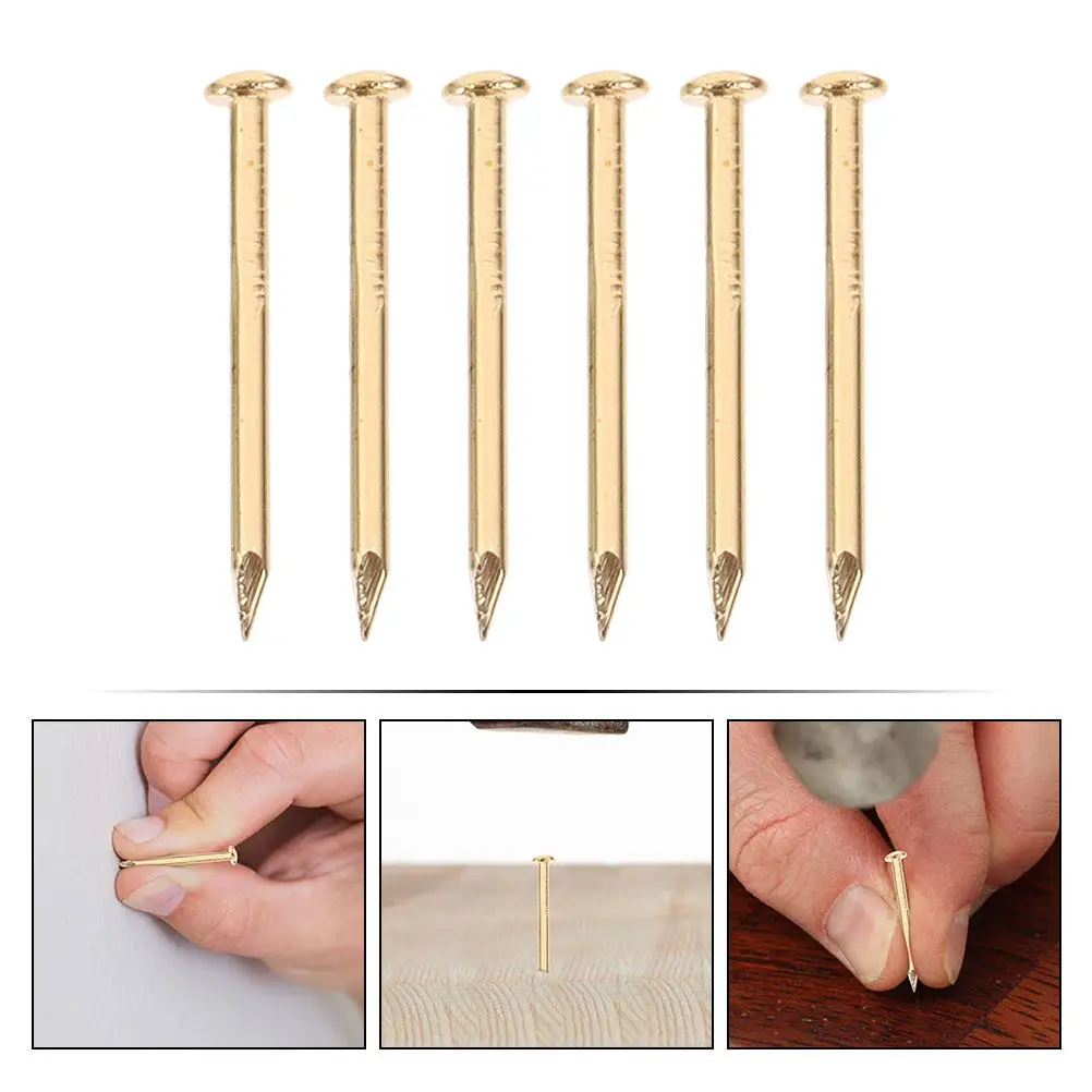 200Pcs Copper Nails Round Head Furniture Fixing Nails for DIY Projects Home Picture Hanging Copper Hanging Nail