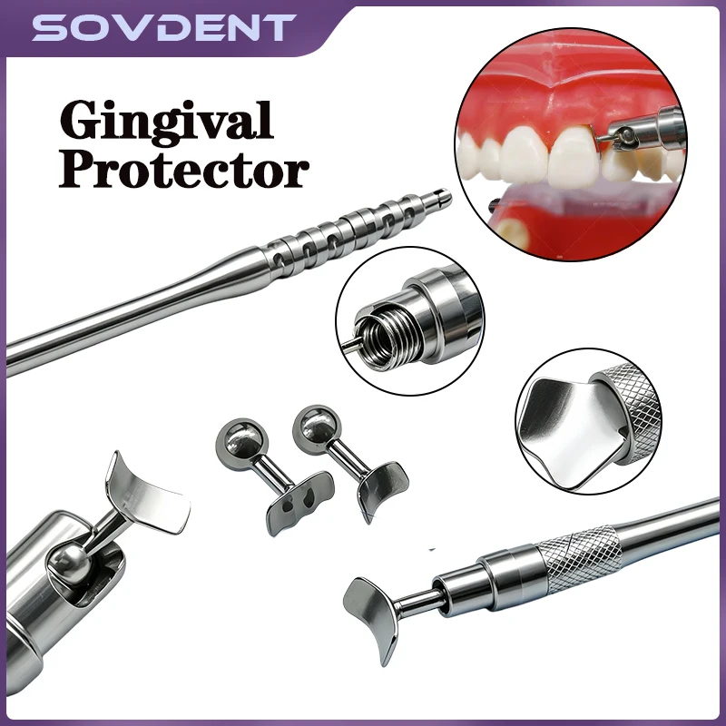 Dental Implant Gingival Retraction Gingival Socket Retractor Shield Protector Gum Separator Isolation with 3 Replaceable Tips