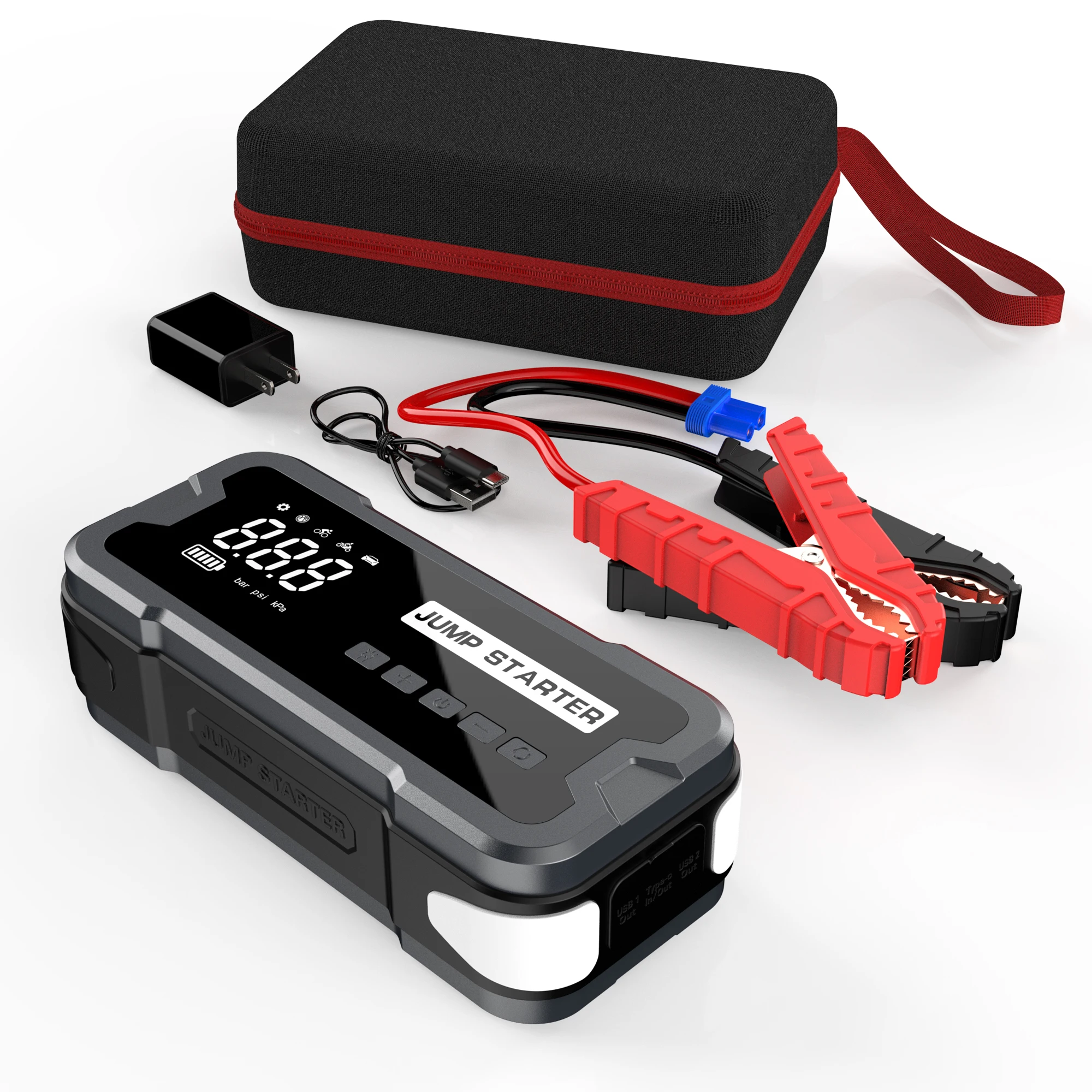 

4000A Professional Car Jump Starter LED Light 150PSI Auto Mobile Power Bank Multifunction 12V Battery Starter For Truck Air Pump