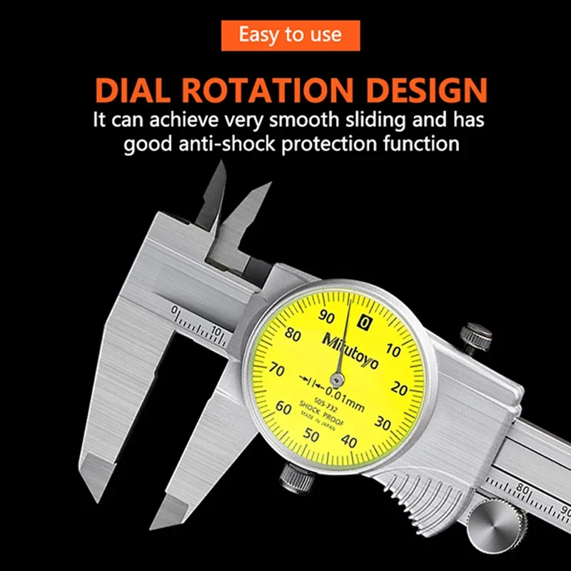 Mitutoyo Dial Caliper 505-732 D15TN 6inch 0-150mm 0.01mm Shock Proof Vernier Calipers Micrometer Measuring Tools