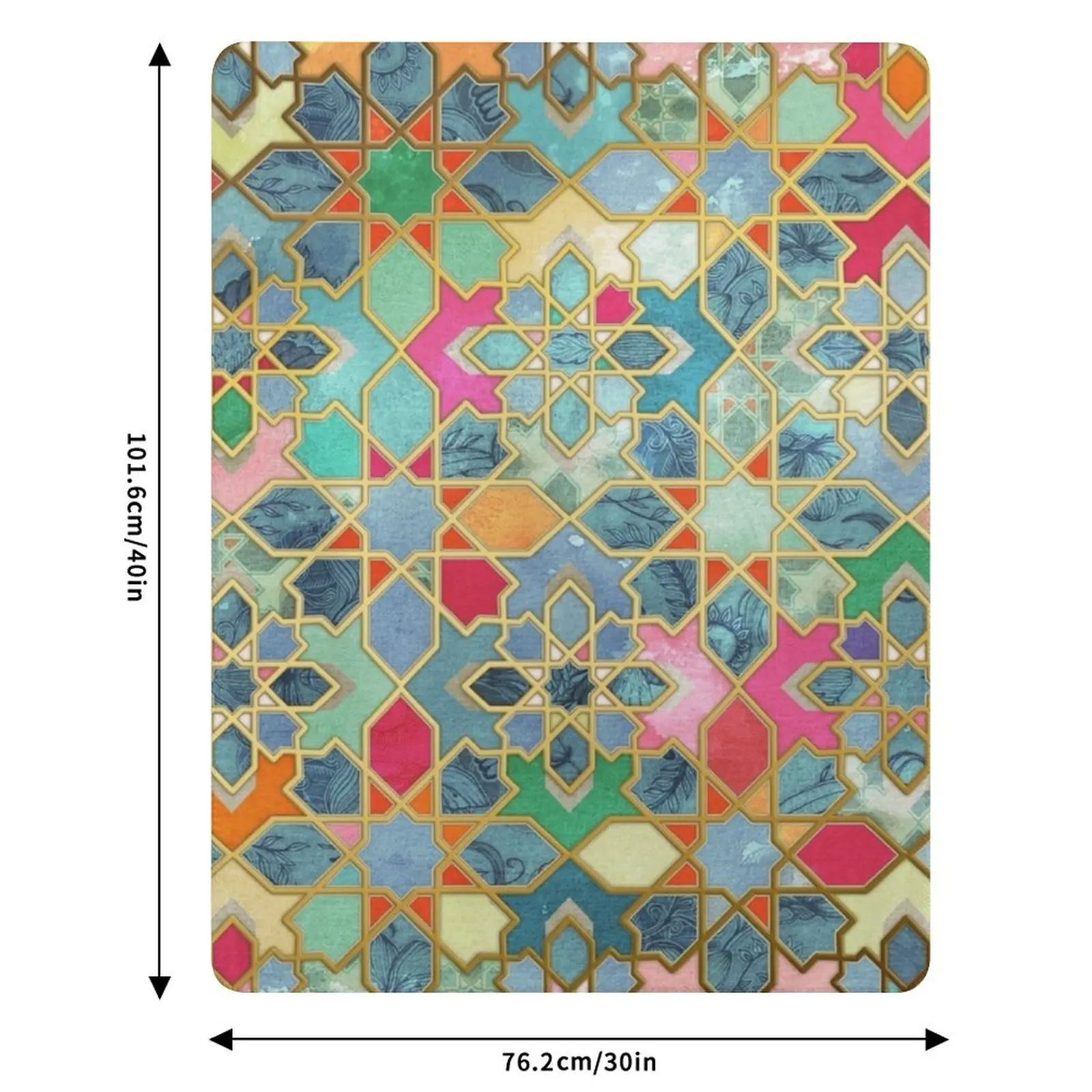 Gilt & Glory - Colorful Moroccan Mosaic Throw Blanket Ultra Soft Flannel Fleece Blanket for All Seasons