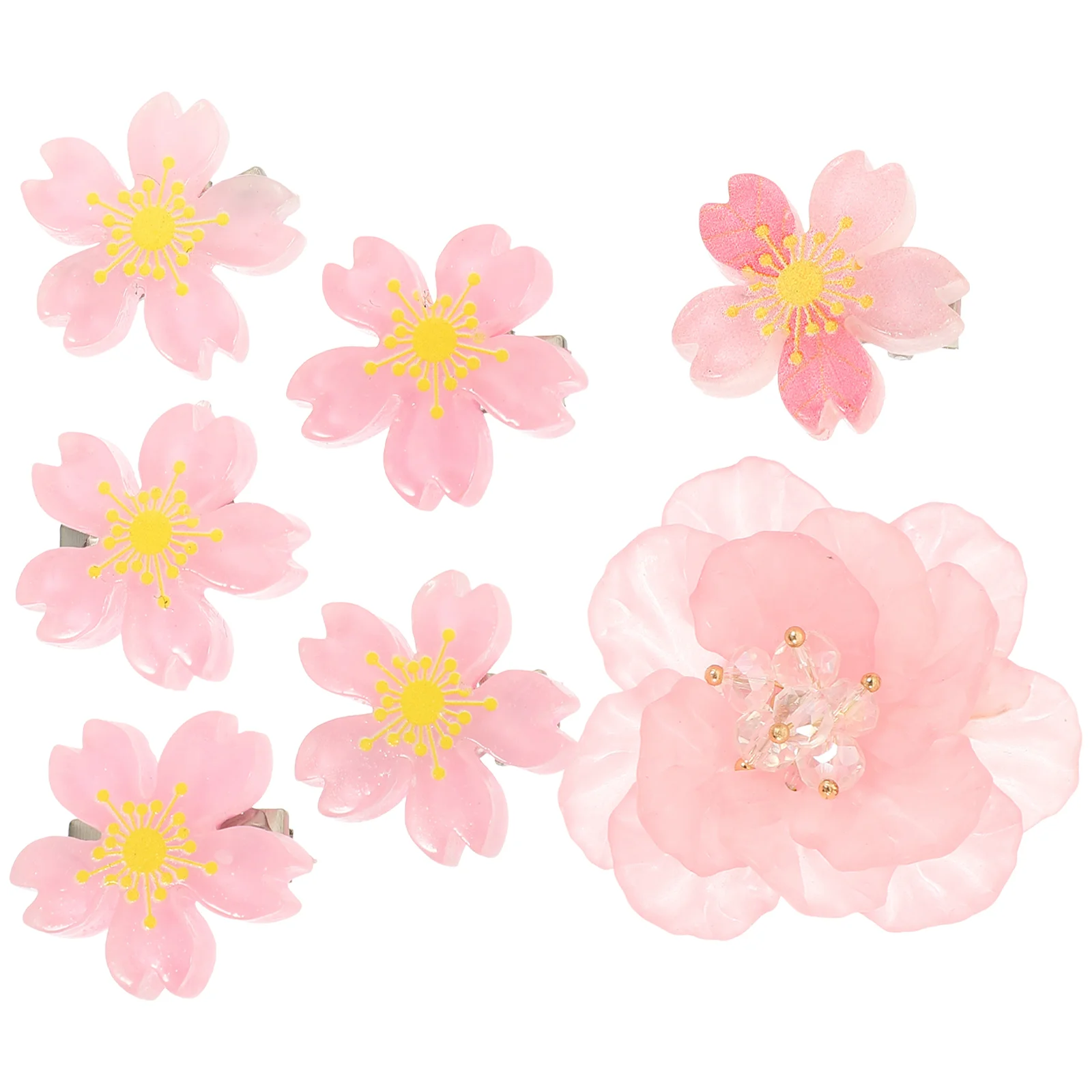 

7 Pcs Cherry Blossom Hairpin Women Girl Accessories Duck Billed Clips Flower Kids for Flowers Miss