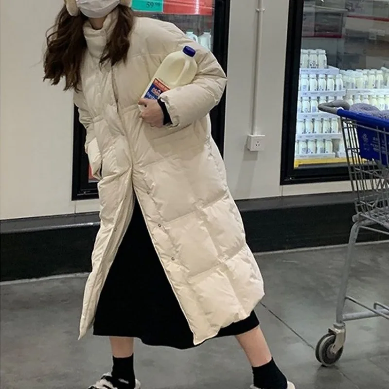 2023 nuove donne piumino cappotto invernale femminile versione di media lunghezza parka piumino d'anatra bianco capispalla allentata colletto alla coreana soprabito