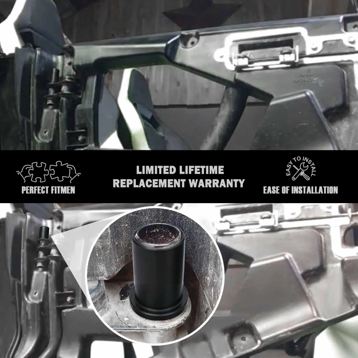 8pcs Upgraded Door Bushing 4DR Kit Hinge Pin Door Rattle Fix Repair Black Replacement For Honda Talon 2019 2020 2021 2022