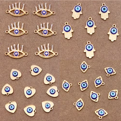 10pcs Resin Turkish Evil Eye Charm Bracelet Rhinestone Charms DIY Accessories Earrings Necklace Pendant Findings