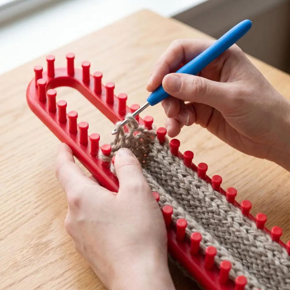 Adults Knitting Loom Long Knitting Loom Hook Set for Beginners Plastic Rectangular Yarn Weaving Loom Diy Hat Scarf Shawl Crochet