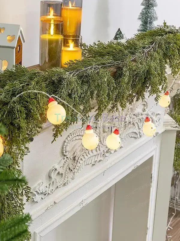 Christmas decorations, wreaths, rattan rings, home fireplace decorations, front door wall pendants
