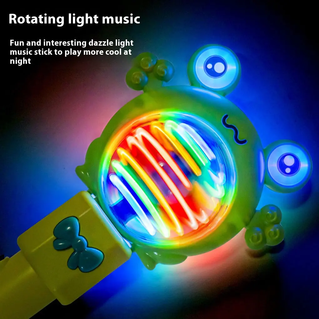 Baguette musicale en caoutchouc lapin/grenouille pour enfants, avec lumières rotatives, jouets électriques à baguette LED