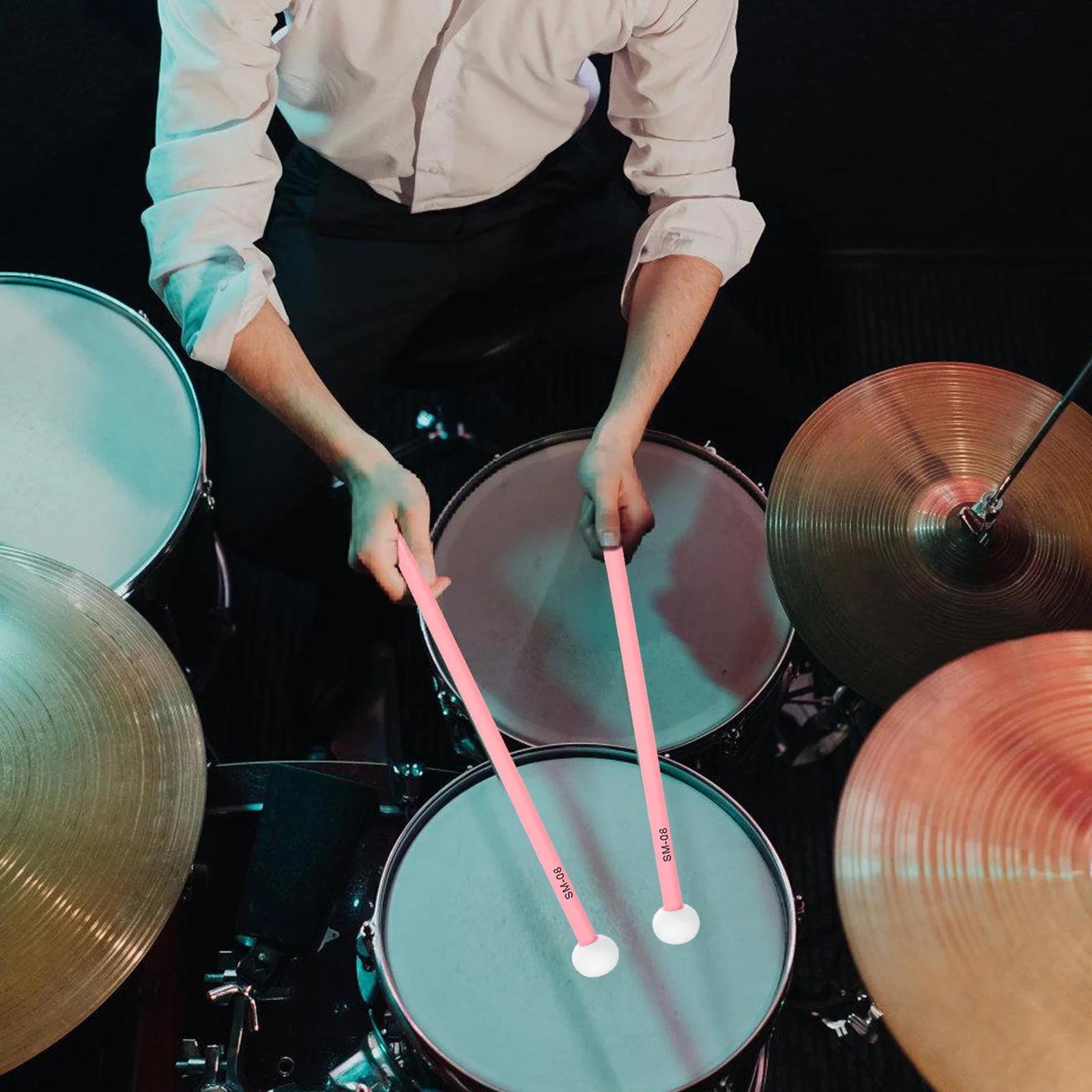 1 Pasang Stik Drum Maple Dual-Head Felt Mallets untuk Timpani Drum Set Instrumen Perkusi Kepala Lembut Aksesoris Drumming