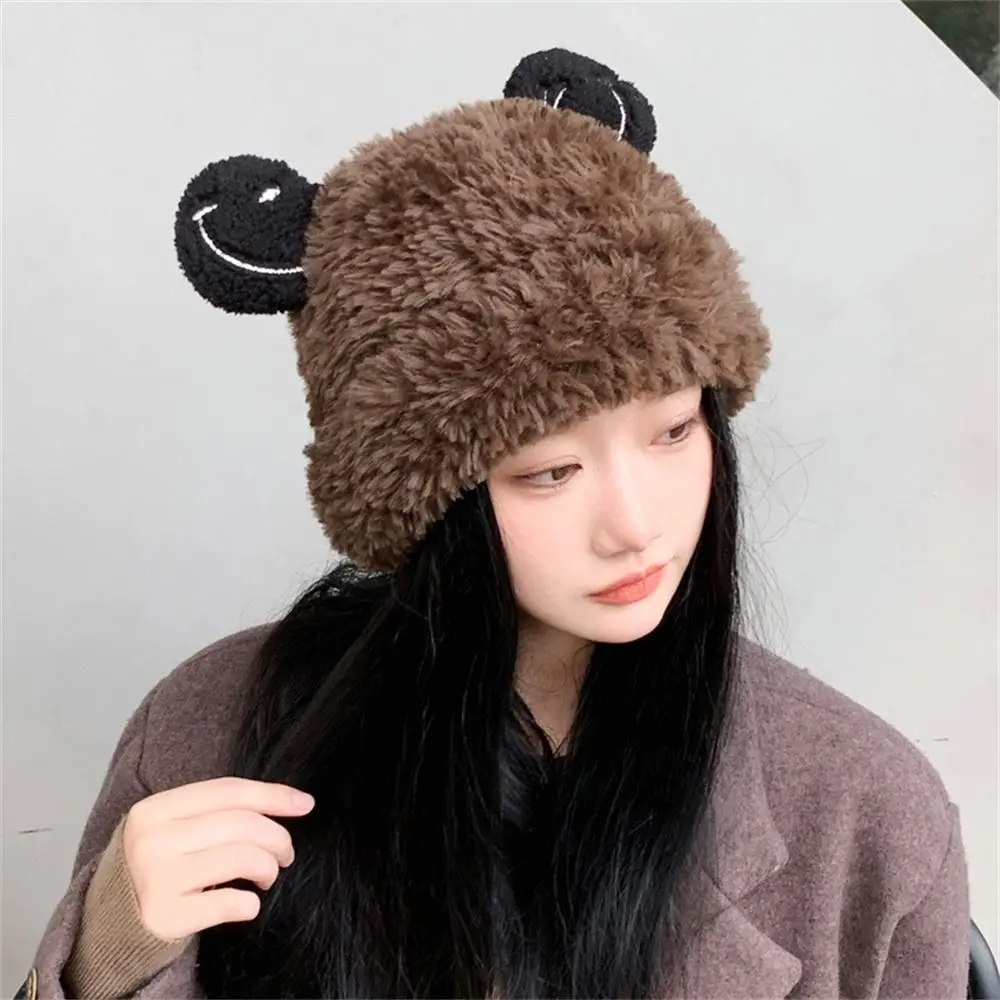 Casual Warm Thickened Plush Hat Windproof Coldproof Ear Protection Bonnet Caps for Autumn Winter