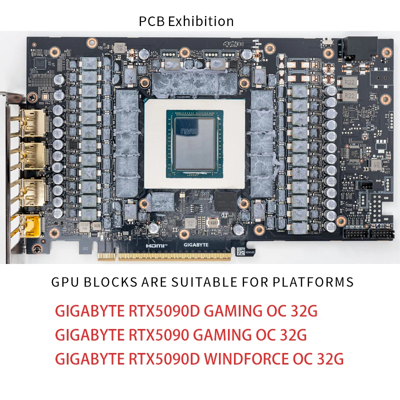 Bykski N-GV5090DWF-SR GPU Block for GIGABYTE RTX5090D GAMING/ WINDFORCE OC 32G Graphics Card T2 Red Copper Material