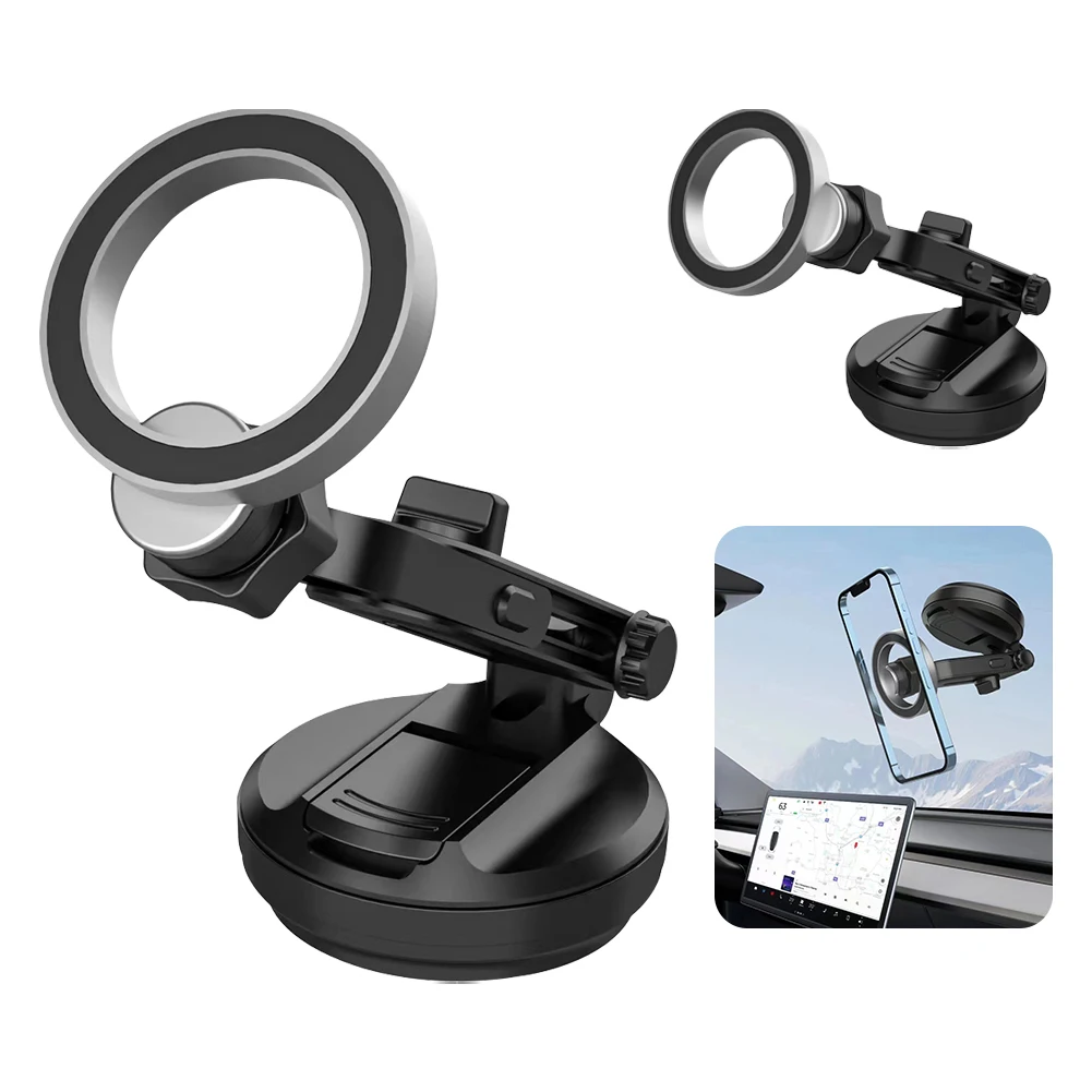 

Magnetic Car Phone Holder Multi-Functional Adjustable Windshield Glass Suction Cup Retractable Phone Navigation Mount Universal