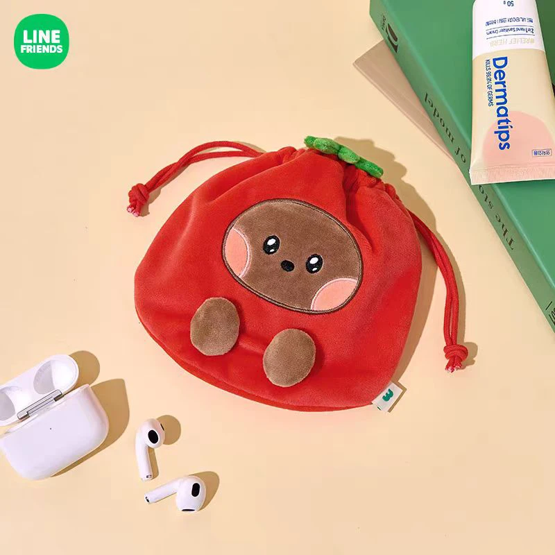 

Linefriends Bown Minini Farm Series Зимняя плюшевая сумка для хранения на шнурке Симпатичная сумка для хранения макияжа для наушников Подарочные коллекционные предметы