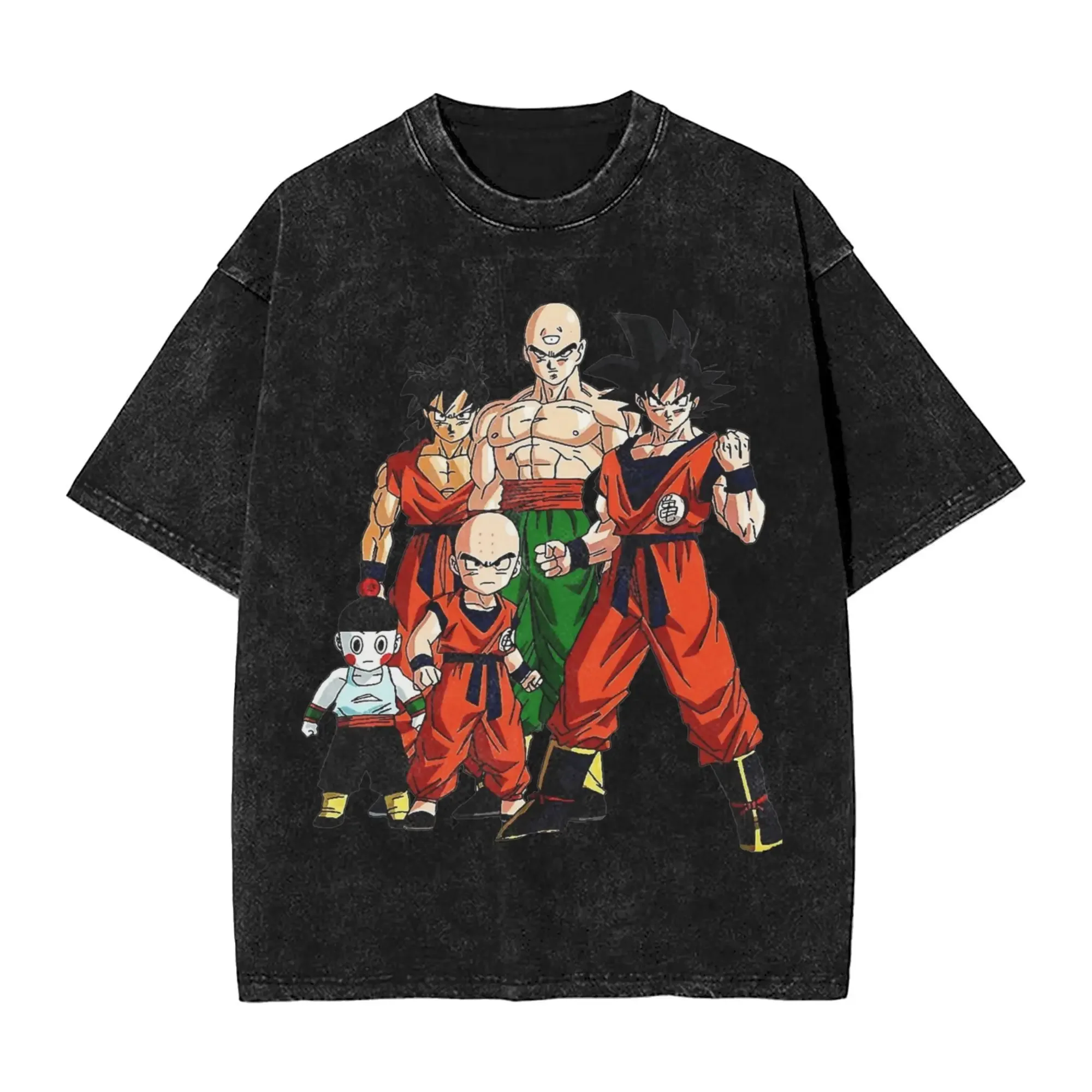 Camiseta Vintage con Estampado de Anime de Dragon Ball Z, Goku, Krillin, Tien Shinhan, Yamcha y Chiaotzu, Guerreros Terrestres, para Hombre, 2026