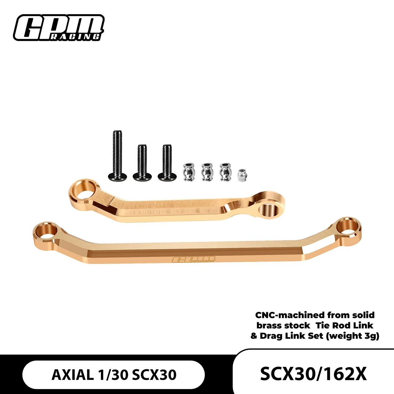 GPM Brass Tight Tolerance Steering Fix Links For AXIAL SCX30 Ford Bronco Jeep