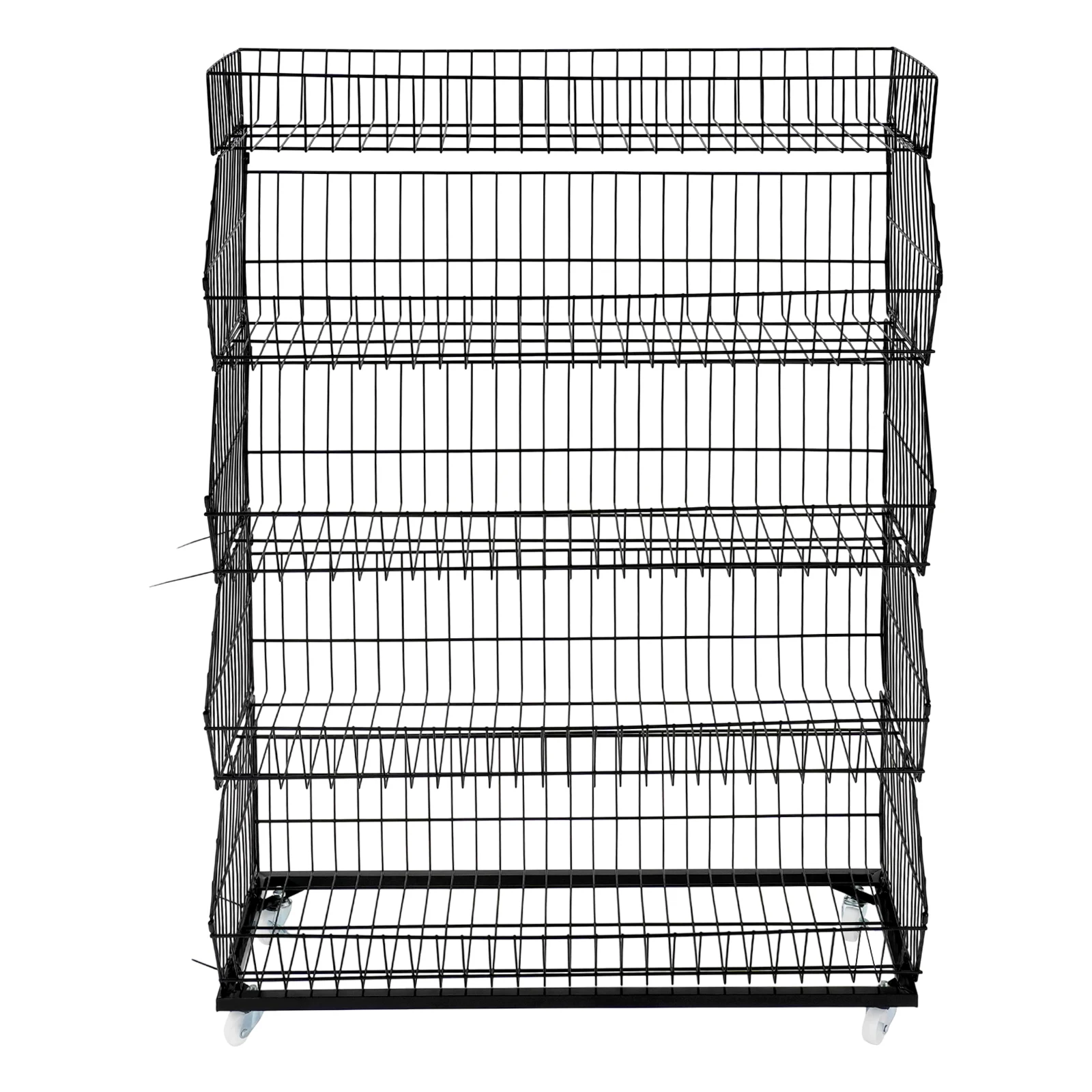 Retail Counter Display Rack 5 Tier Thickened Steel With Wheels Black 90x43x140cm Open Shelves Sturdy Stable 15kg Load Mobile For Store Use