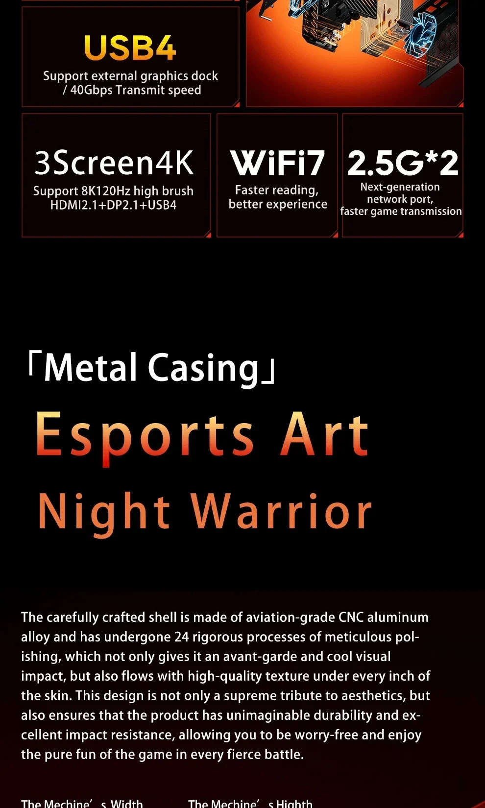 كمبيوتر صغير من AOOSTAR GT37 AMD Ryzen 9 HX370 LPDDR5X 8000MHz 32GB 1TB WIFI7 4K HD BT 5.4 M.2 2280 PCIe4.0 SSD كمبيوتر مكتبي #4