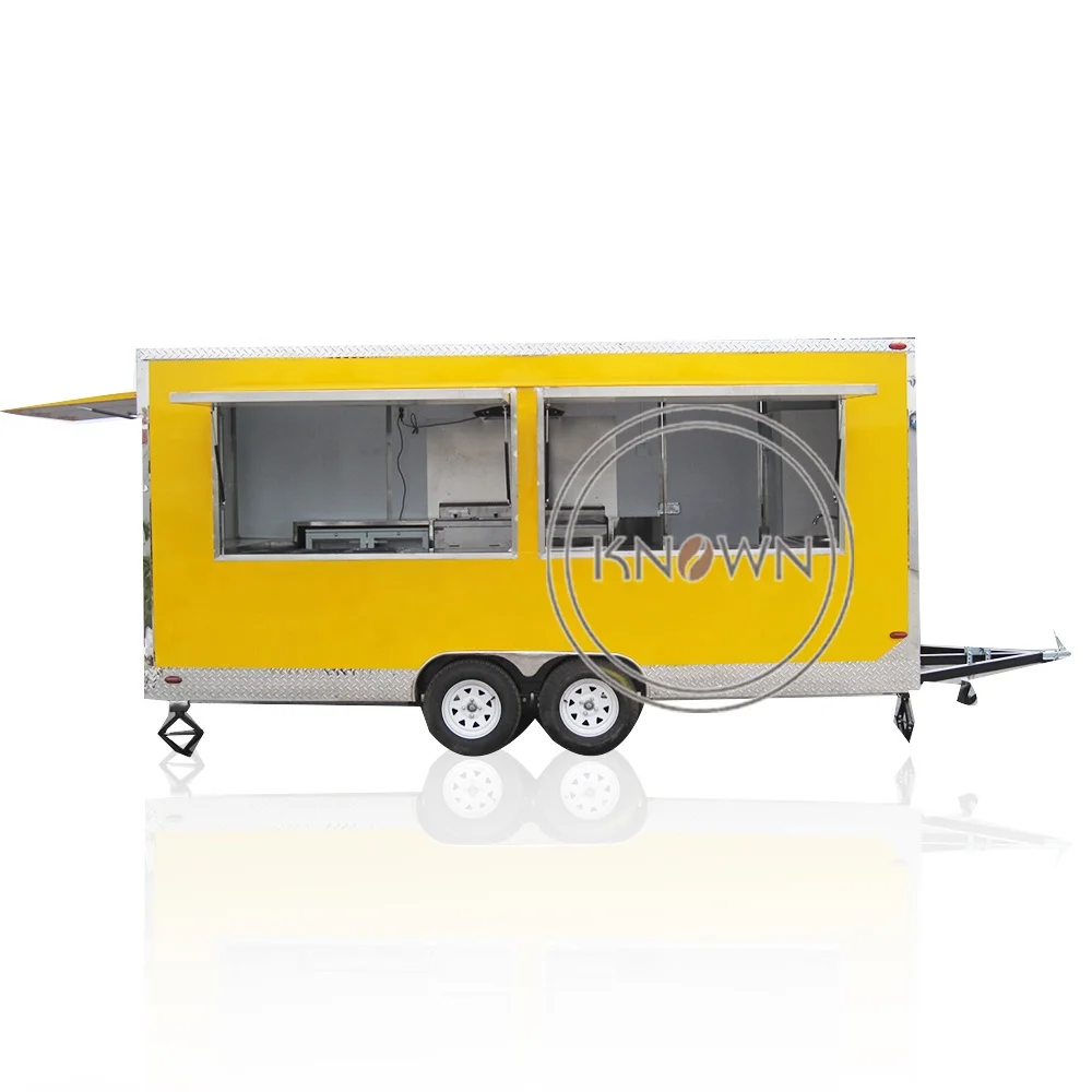 OEM Mobile Caravan Kitchen Food Truck Electric110V 60HZ  For Sale with 3+1 Water Sinks and Fridge USA Standard