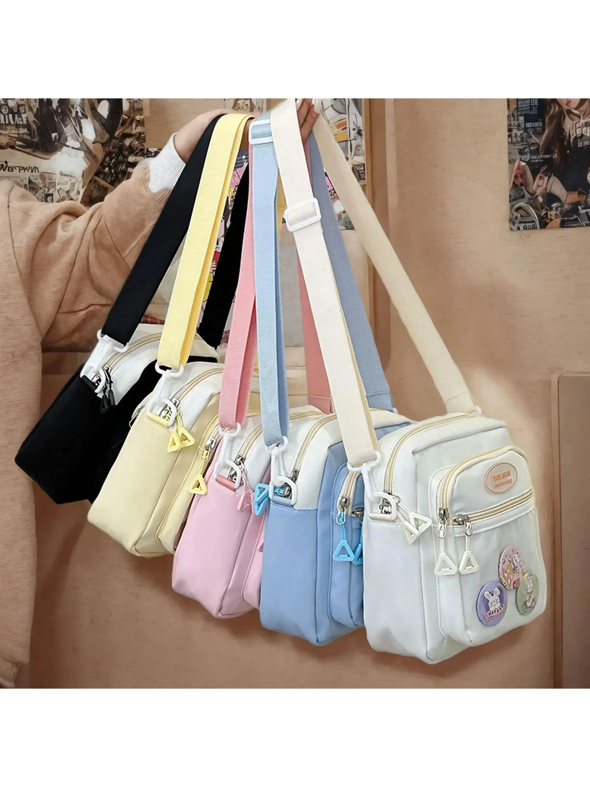 

Милый чехол для телефона Biji Pain Corn, сумка через плечо, повседневная женская маленькая квадратная сумка Secony, модный контрастный цвет, полиэстер