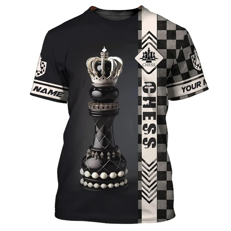 New 3d Printed Game Chess T Shirt For Men Round Neck Short Sleeves Tees Chess Graphic T-shirt Spring Summer Loose T Shirts