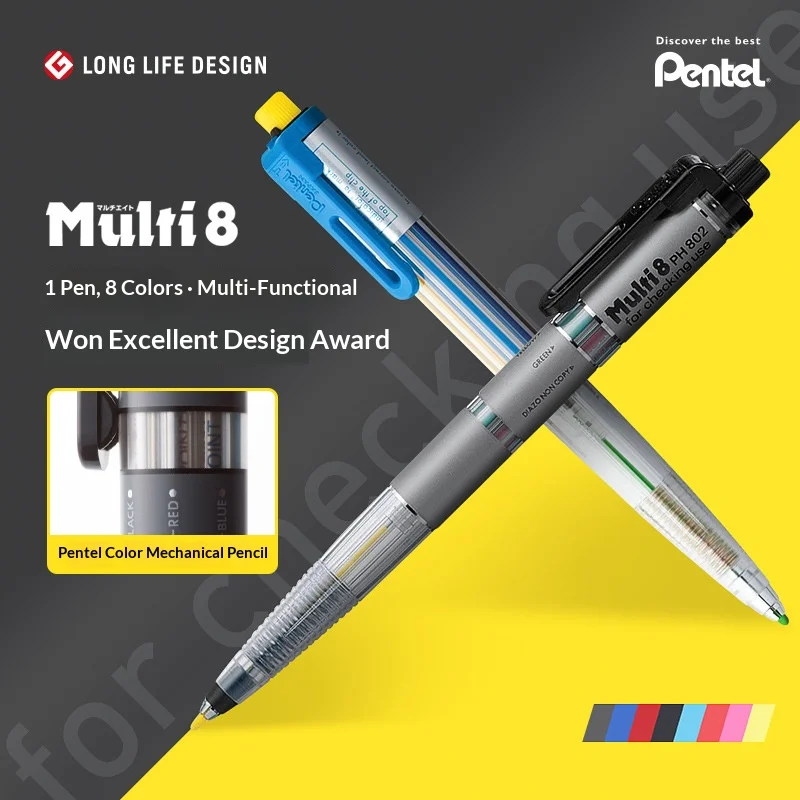 Japan Pentel Multi+8 Color Lead Pencil 802/803,Multi-Module Precision&Design Smooth Writing Art Supply ForSketching,Illustration