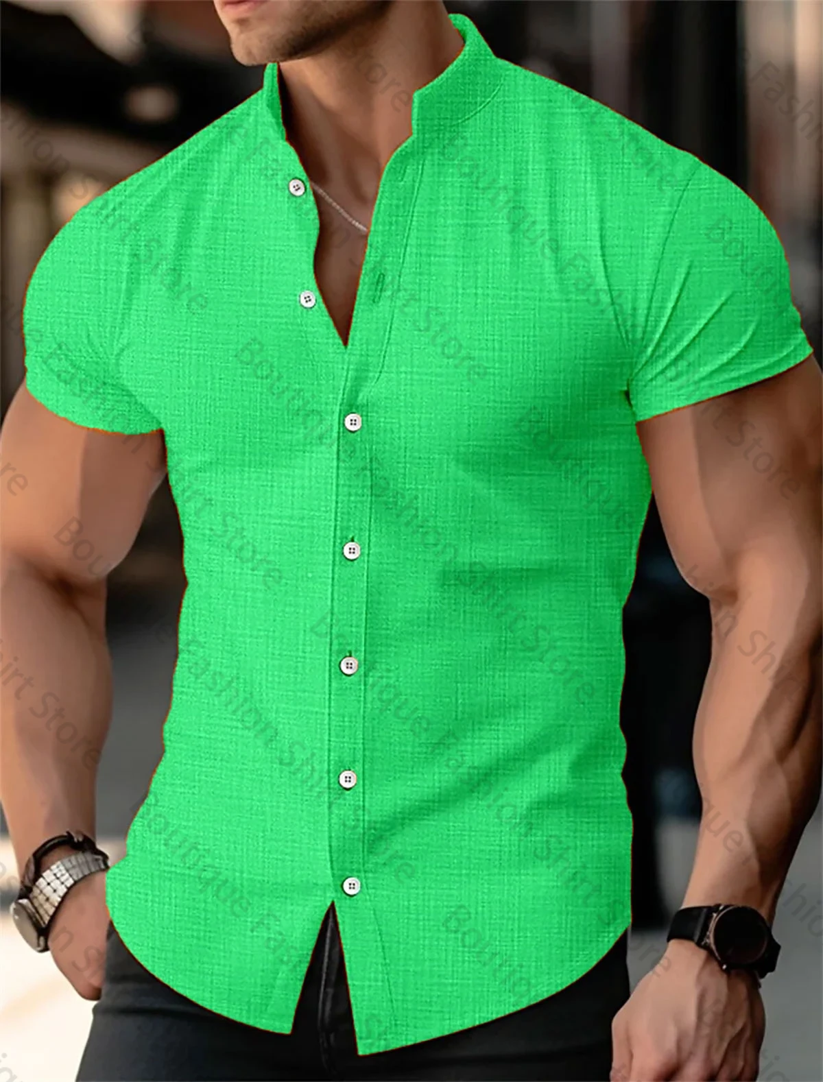 Liney men\'s short -sleeved shirt 13 color lightweight and breathable Hawaii seaside men\'s fashion top increase code 2024