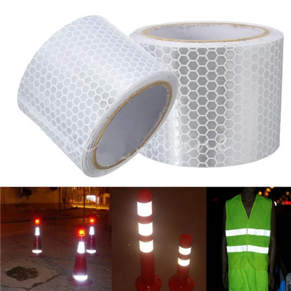 Cinta reflectante de seguridad nocturna, pegatinas de advertencia para coche, cinta reflectante, película de tira, 5cm x 100cm, 2 rollos por juego