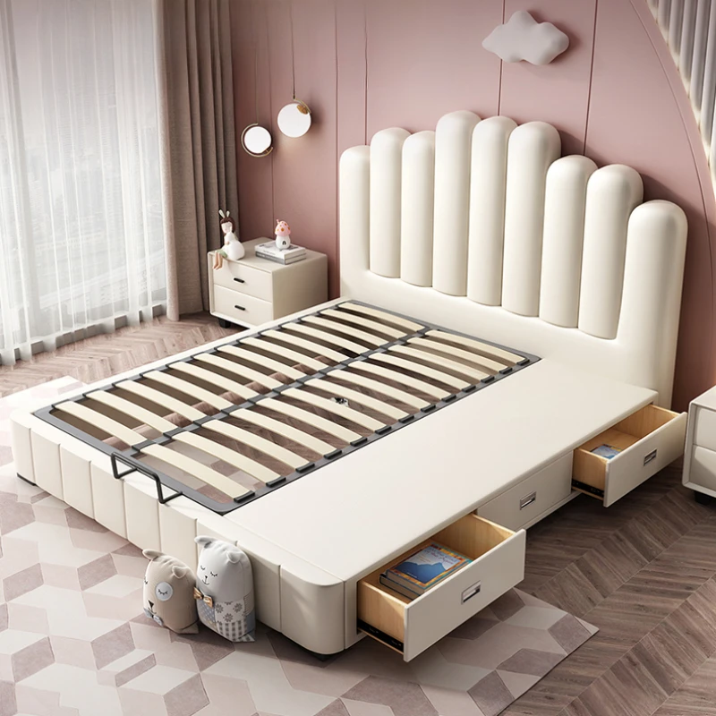 Luxe Moderne Kinderbedden Peuter Houten Huis Kingsize Kinderen Bedden Loft Met Lades Verlichte Enfant Slaapkamermeubilair Sr50cb