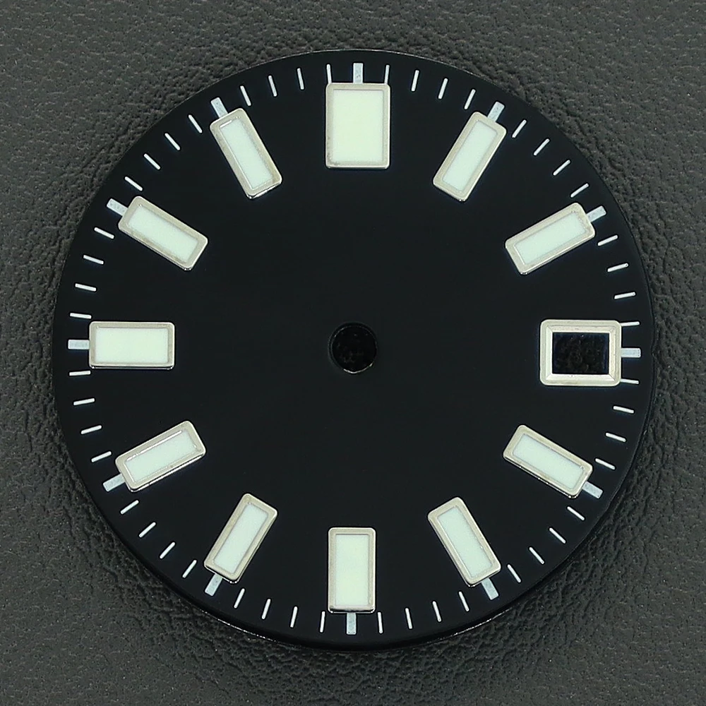 

28.5mm sterile luminous black blue green watch dial Face with calendar window suitable for NH35 Movement watch accessories DIY