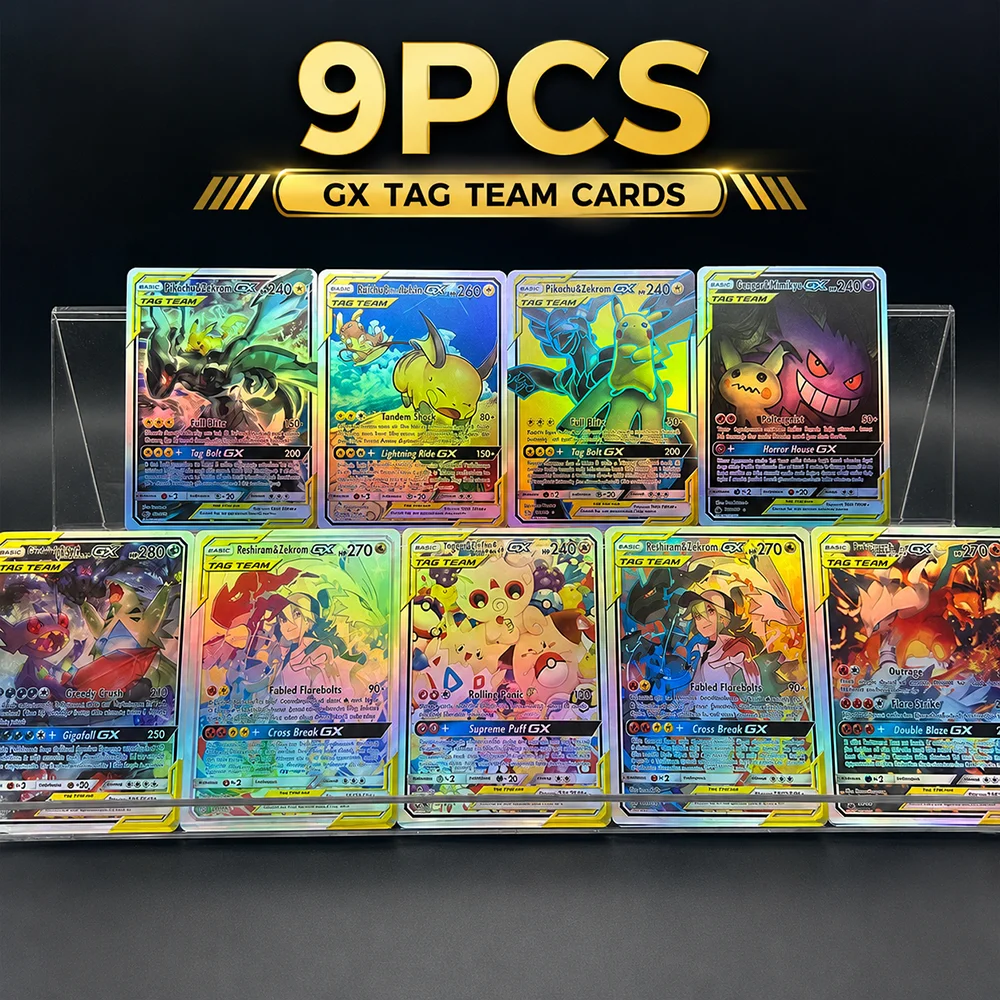 

English Version Anime PTCG Self-Made Color Flash Card Raichu&alonraichu Gengar&mimikyu Gx 165/221 Flash Collecting CardS