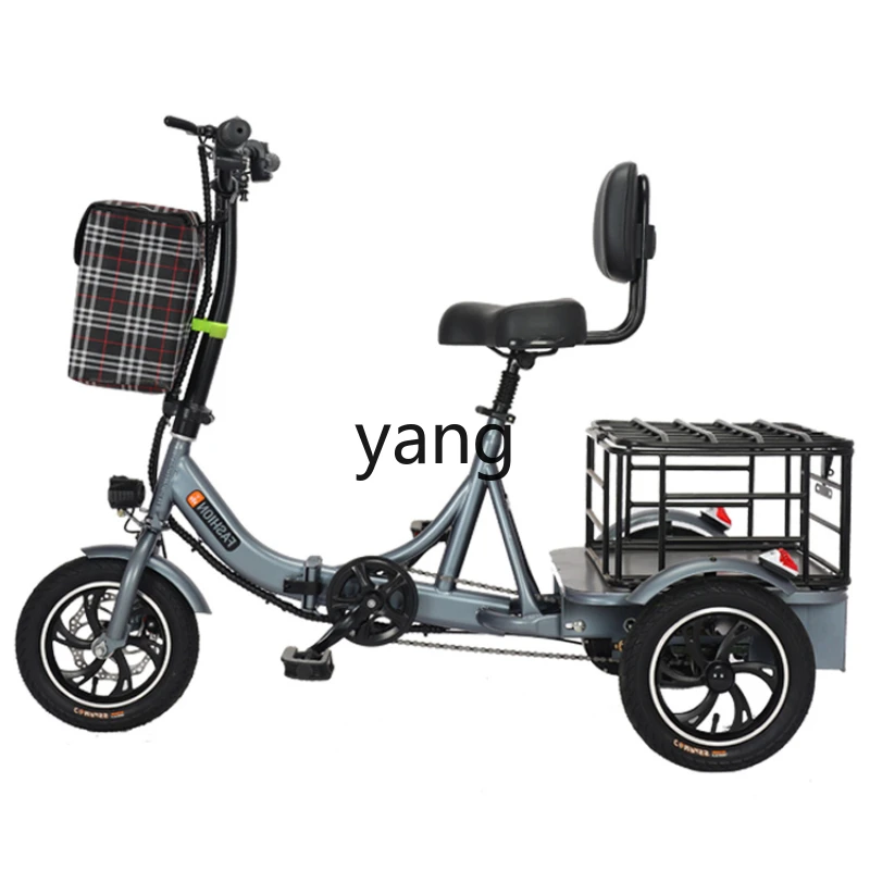 Yjq Elderly Electric Tricycle Small Household Power Pedal Tandem Bicycle Scooter