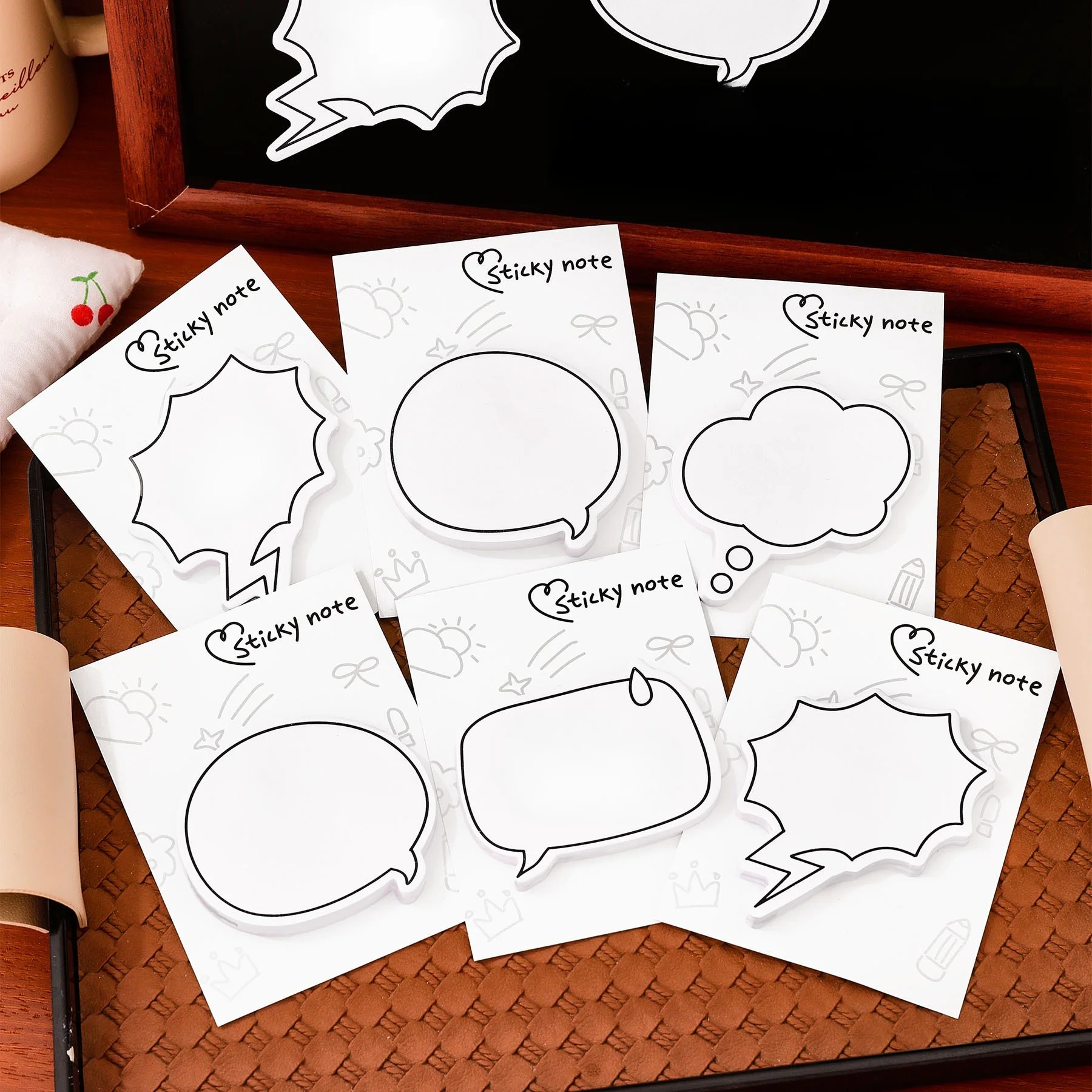 30sheets Student Cute Minimalist Speech Bubble Sticky Notes, High-Aesthetic Removable Paper, Reusable N-Stick Memo Pads Gift