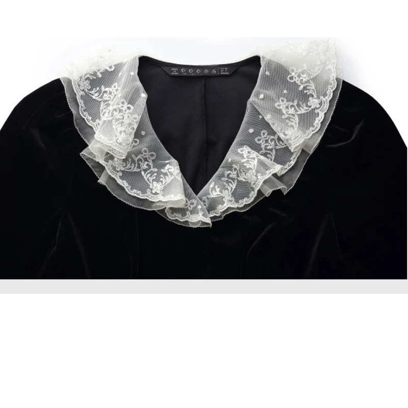 فستان نسائي مخملي من الحرير الطبيعي 100% مع حواف من الدانتيل، متوسط الطول، مناسب للترفيه في الهواء الطلق، مريح وفاخر. #5