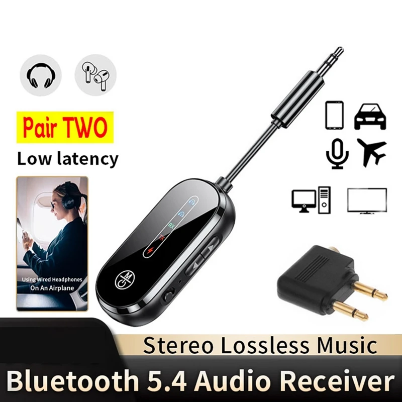 Bluetooth 5,4 аудиопередатчик приемник с низкой задержкой 3,5 мм AUX разъем беспроводной адаптер для самолета для ТВ автомобильный динамик
